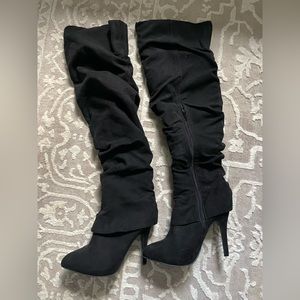 Nina Black Over the Knee Thigh High Boots